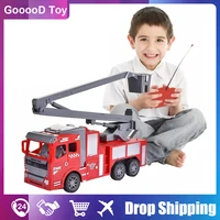 130 kids rc car fire truck radio controlled truck 4 channel manual ladder fire lights electric car machine fireman toys for boy