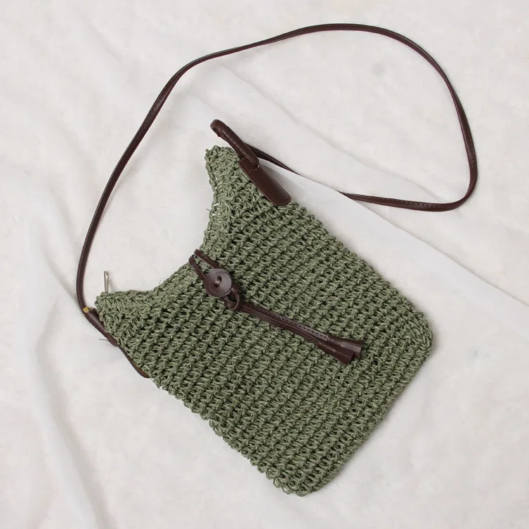 

Weaving bucket bag mini crossbody bag Drawstring handbags Vacation leisure beach bag straw handbags