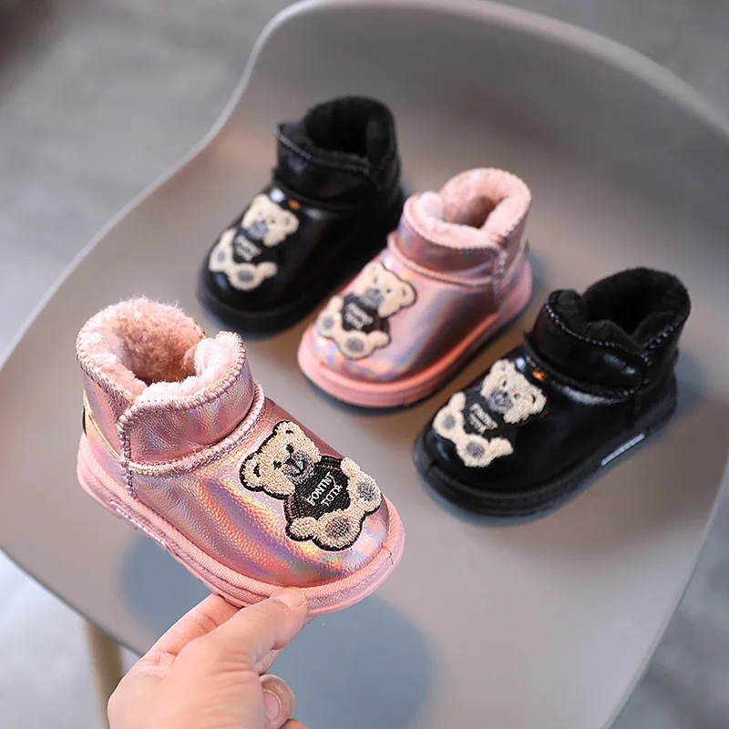 

Winter New Baby Boys Girls Snow Boots Plus Velvet Todder Cotton-padded Shoes Children's Fashion Boots Snow Boots