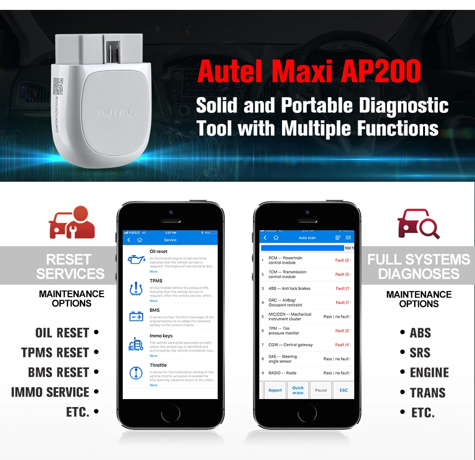 OBDIICAT оригинальный Autel AP200 Bluetooth OBD2 сканер считыватель кодов полная система