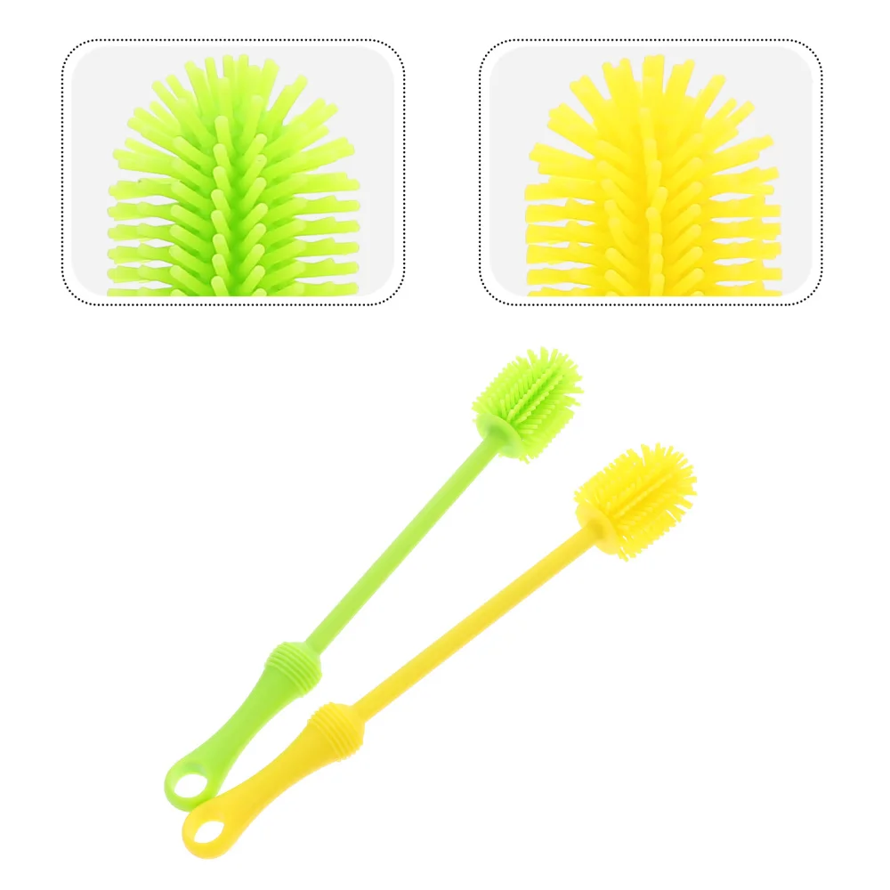 

2pcs Long Handle Bottle Brushes Silicone Cleaning Brushes Bottle Washer