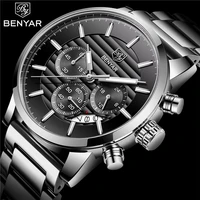 benyar by 5104 top brand luxury fashion quartz business stainless steel chronograph sports mens watches clock relogio masculino