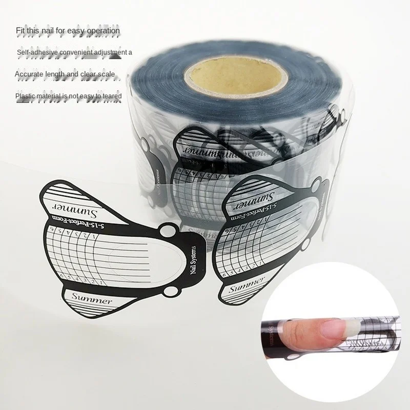 

50-500 Pcs/lot Nail Art Plastic Paper Tray Crystal Phototherapy Nail Forms Extension Transparent Horseshoe Sticker Manicure Tool