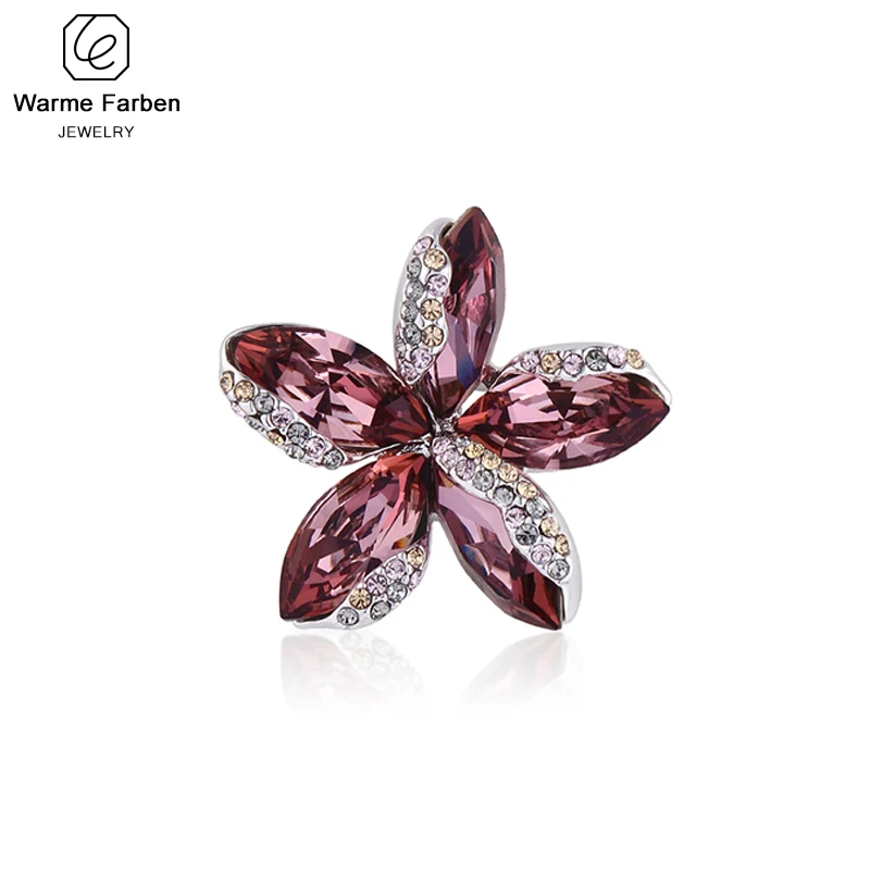 Warme Farben Crystal From Swarovski Brooch for Women Fashion Flower Brooch Suit Scarf Pins Crystal Brooches Jewelry Accessories
