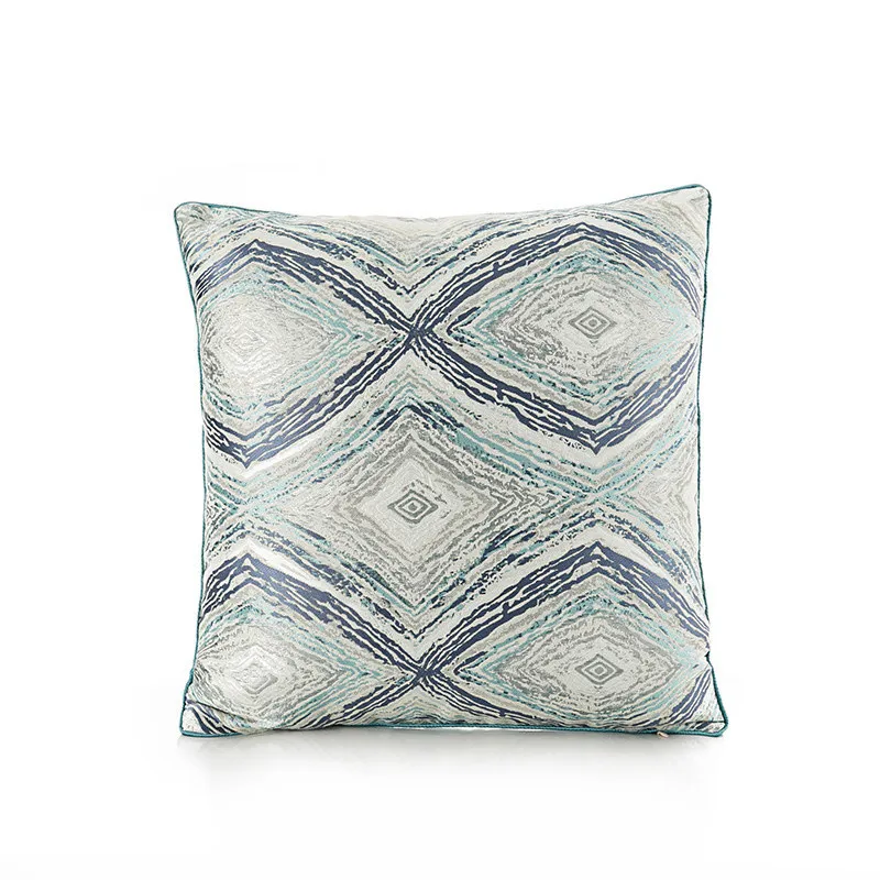 Light Luxury High quality Satin Jacquard Lumbar Pillowcase Pillow Case Sofa Bed Room Chair Cushion Cover 30x50 45*45 Home Decor - Цвет: Geometry blue
