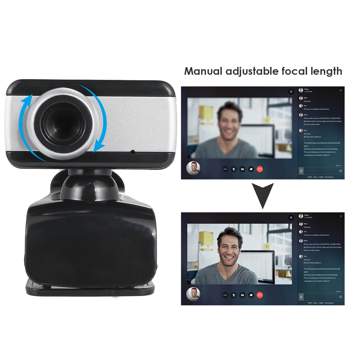 

480P USB 2.0 Webcam With Microphone Video Conference Driverless Web Cam 360 Degrees Rotatable Clip-On Laptop Computer Camera
