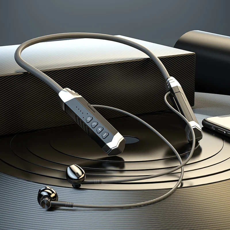 sport wireless headphones with mp3 player microphone new hanging neck headsets tf card bluetooth compatible wireless earphones free global shipping