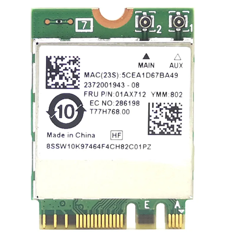NGFF беспроводная карта RTL8822BE 802.11Ac 43bps Wi-Fi Bluetooth 4 0 01AX712 для Thinkpad L470 L570 T470 T570 X270 |