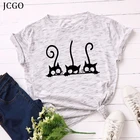Женская летняя футболка JCGO, разноцветная свободная хлопковая футболка с коротким рукавом и круглым вырезом