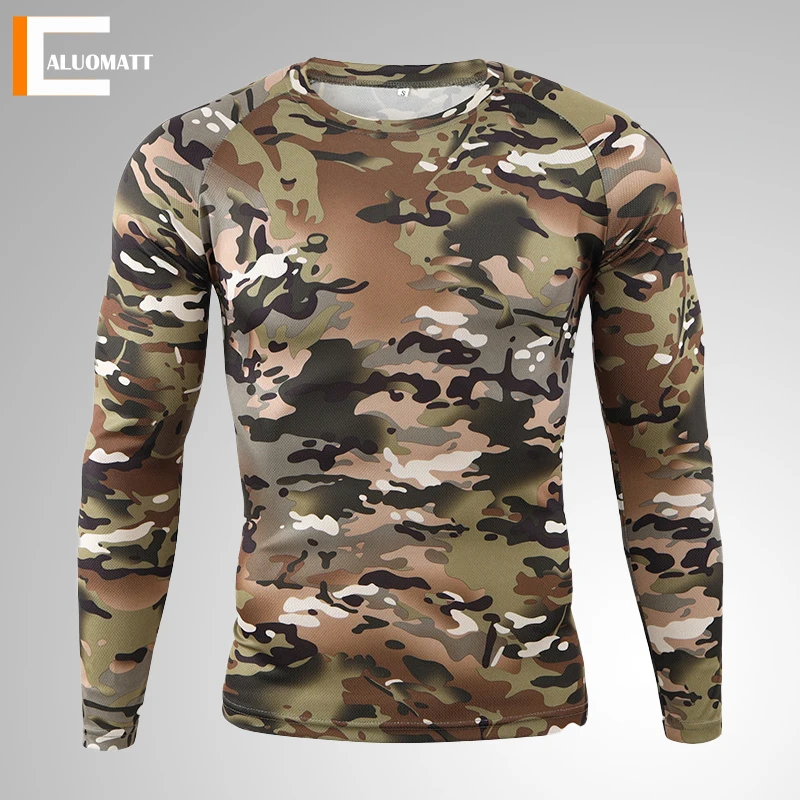 

Military Tactical T-Shirt Men Multicam Camouflage Army Long Sleeve T-Shirts Mens Assault Militar Uniform Cotton Paintball TShirt