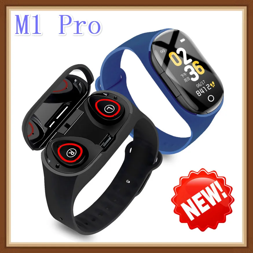 Умные часы M1 Pro 2nd V5.0 Bluetooth наушники спортивные умные с монитором сердечного ритма