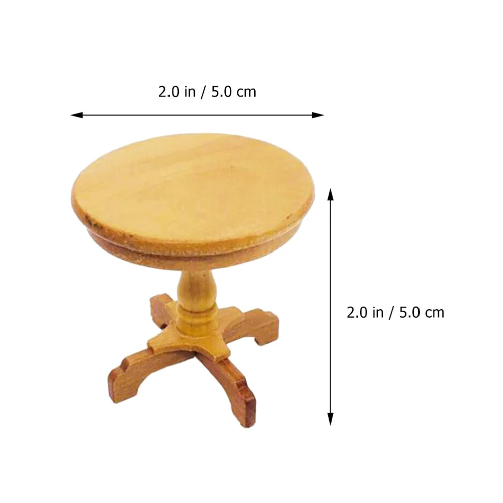 

1Pc Mini Wood Round Table Model Simulation Furniture Ornament Photography Prop