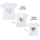 Летние футболки для девочек, одежда, волшебная хлопковая Футболка с блестками и изображением сердечек, Детская Повседневная модная футболка с единорогом, детские топы, футболки