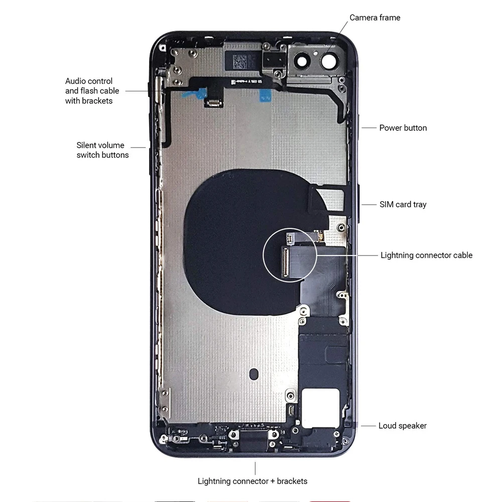 5 шт. Замена для iphone 8 8G Plus X XR XS MAX задняя средняя рамка Шасси Полный Корпус в сборе крышка батареи с гибким кабелем
