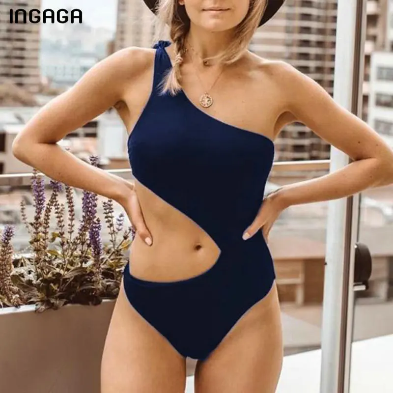 INGAGA, купальник на одно плечо, женский купальник с вырезами, женский сексуальный купальник, Цельный купальник, женский купальник,, летний Монокини
