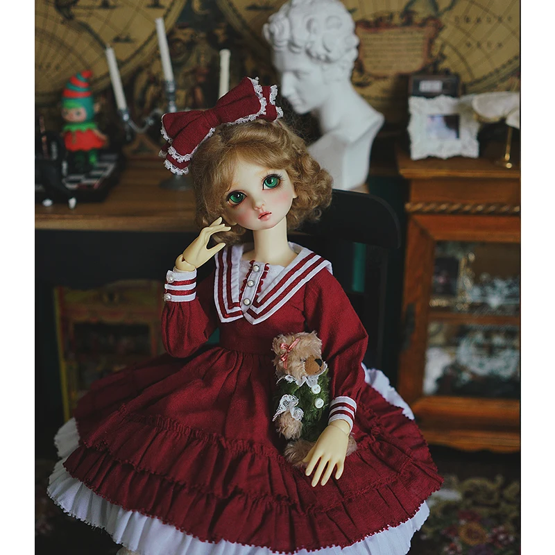 Bjd платье 1/3 1/4 1/6 BJD кукла платье+ украшение для волос+ Носки для 1/6 1/4 1/3 bjd гигантские надувные аксессуары для детской Куклы костюм красное платье