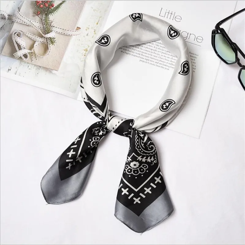 

New Silk Scarf 70x70cm Paisley Pattern Print Women Shawl Casual Four Seasons Squares Headband Bag Decorative Scarves Neck Ties