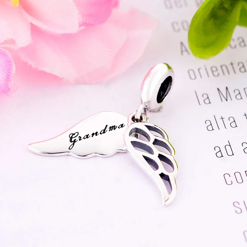 100% серебряные крылья ангела кулон из бисера бабушки подходит для оригинального