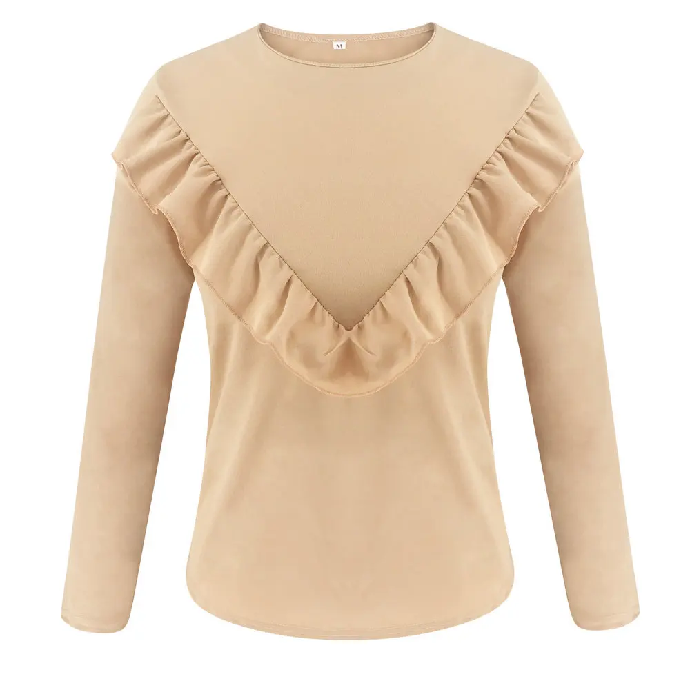 

LOSSKY Elegant Ruffles Patchwork Sweet Women Autumn Tops Loose Casual Shirts Long Sleeve Office Female Blouses Office Ladies