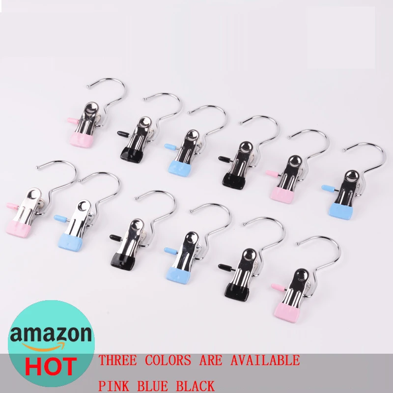 5 шт. нержавеющие стальные зажимы для одежды для повески пальто, брюк и сушки белья используются для хранения париков и хвостиков.