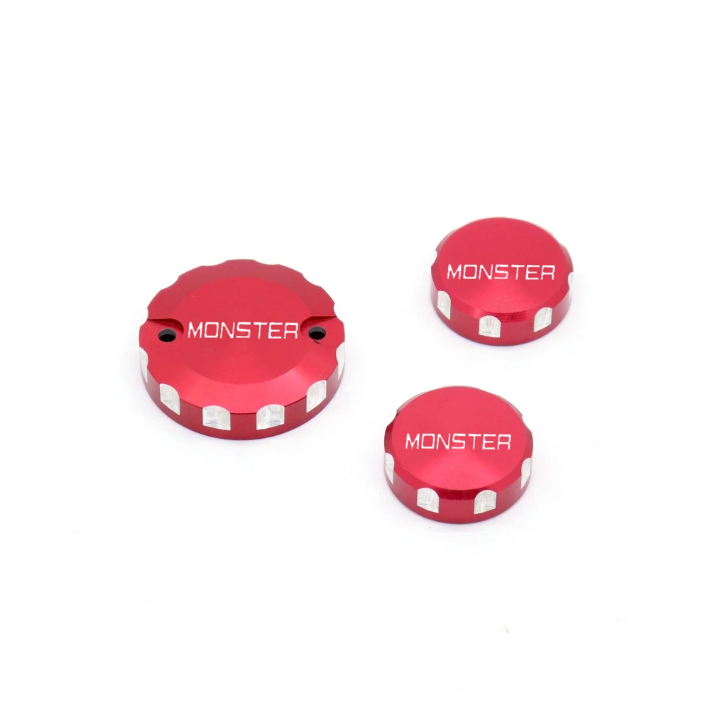 

For DUCATI Monster 1100/S/EVO Front Brake Clutch Rear Brakes Fluid Reservoir Cylinder Cover Oil Cap Tank Cup Red Logo