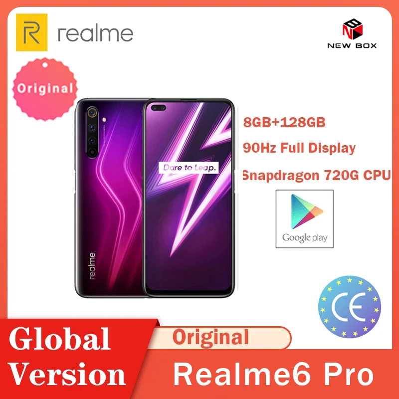 Realme 6Pro 8 ГБ ОЗУ 128 Гб ПЗУ глобальная версия NFC мобильный телефон Snapdragon 720G 30 Вт флеш