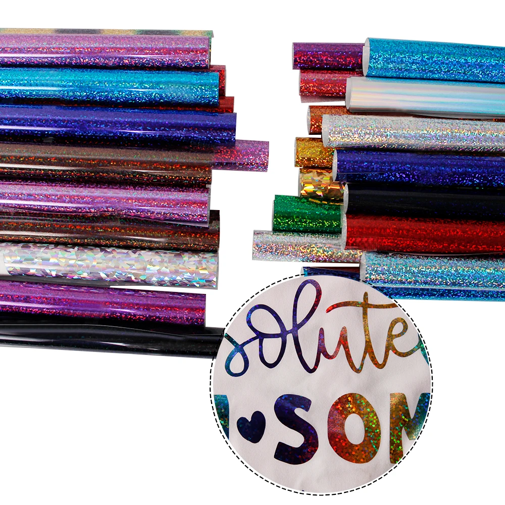 

SUNICE 25 см х 150 см (9,8 дюйма х 59 дюйма) Голографическая Термотрансферная виниловая пленка для плоттера, футболки, дизайна