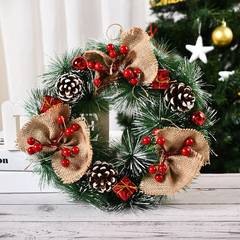 

Garland Arrangement Christmas Ornament Christmas Wreath Decorative Wreath 32CM Bow Christmas Decoration decoracion hogar