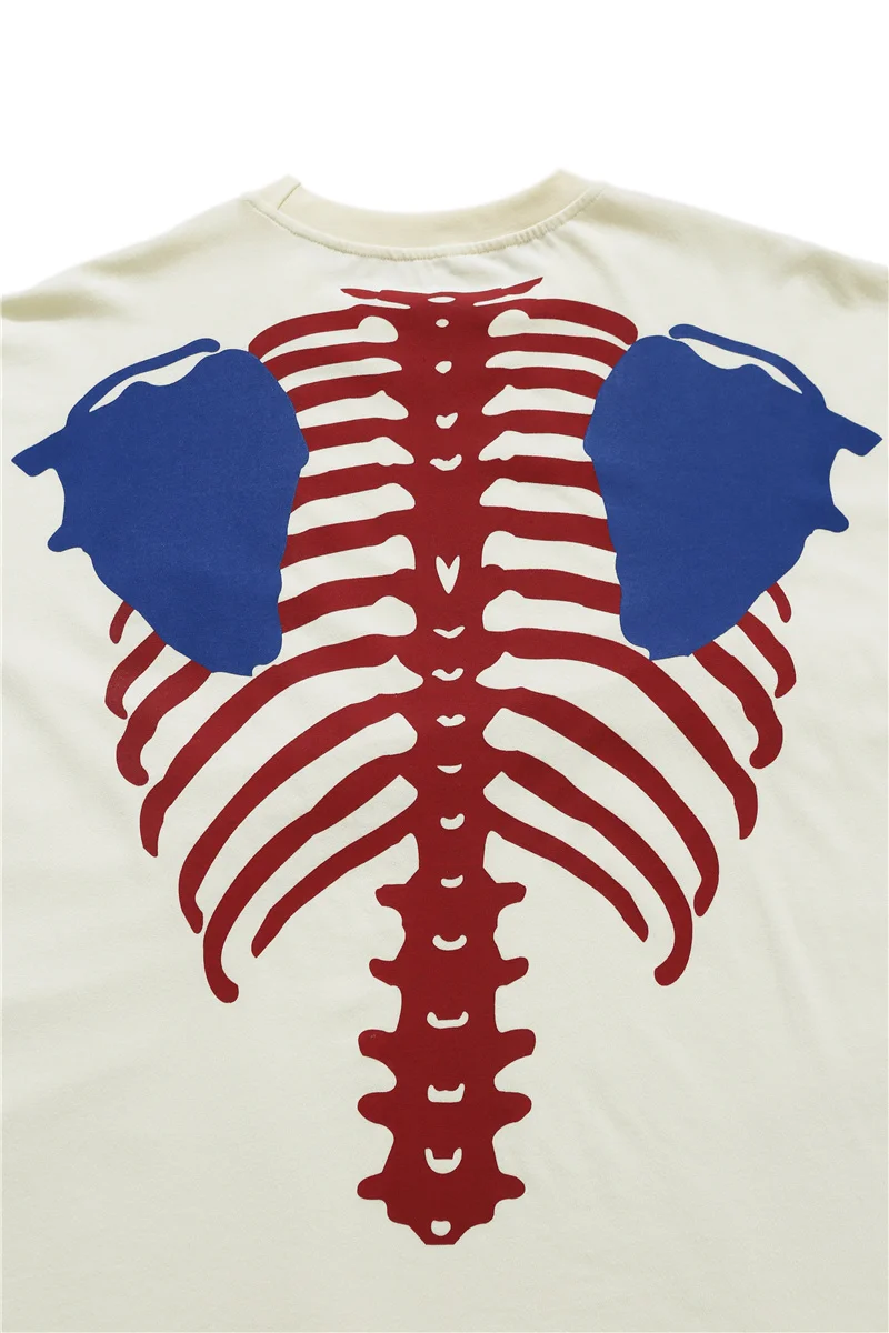 

2021 Summer Men's and Women's Fashion Casual Round Neck Cotton Printed T-shirt Rap Classic Skeleton Oversize Short Sleeve