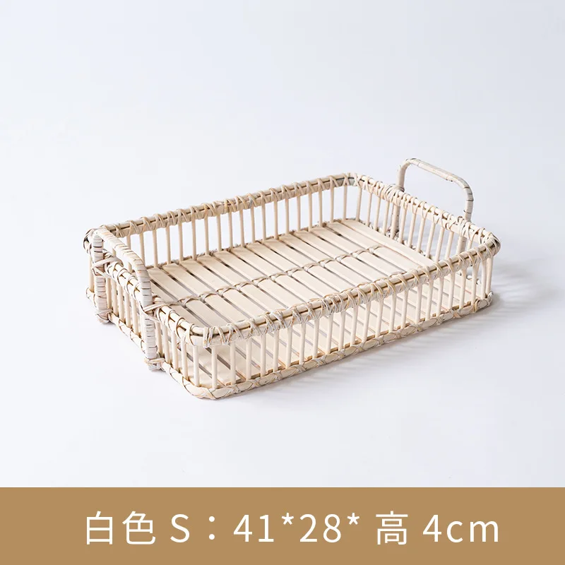

Trays decorative Simple retro handmade rattan household square storage tray