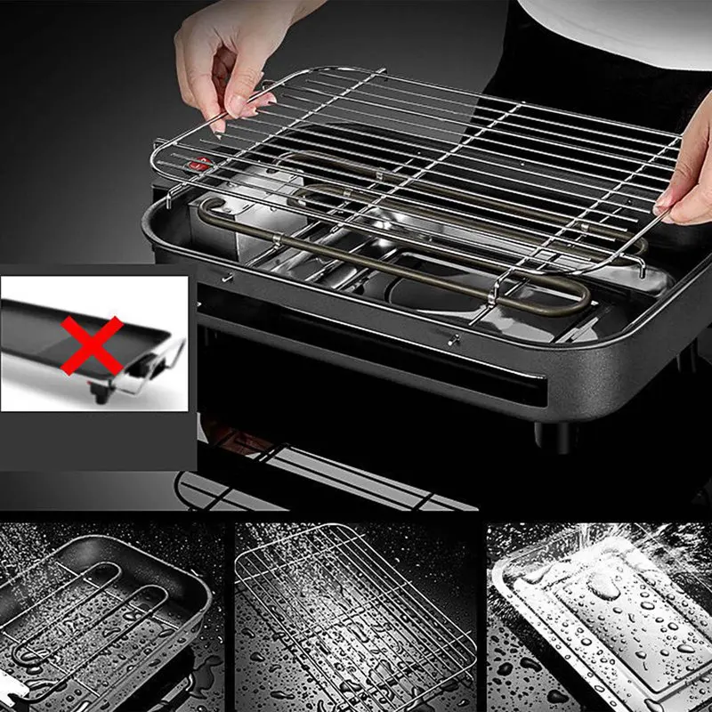 220v multifunctional electric griddle smokeless bbq grill durable baking pan grill skewers barbecue grill camping bbq tool free global shipping
