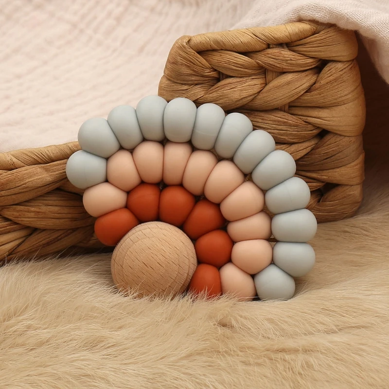 

Baby Teether Cute Beech Wooden Pendant Baby Boy Girl Teething Rattle Shower Gift