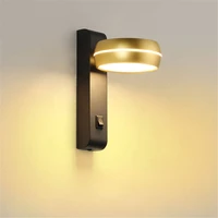 modern black gold adjustable led wall lamp with onoff switch for bedroom bedside reading wall lighting for living room hallway