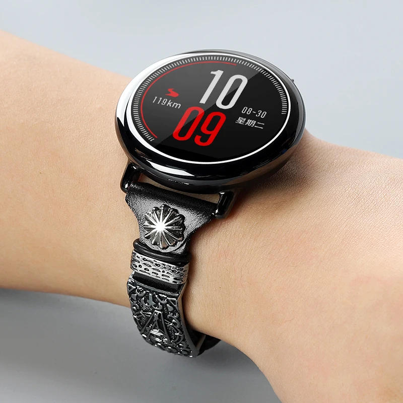 18 мм 20 мм 22 мм кожаный ремешок для Amazfit Bip/GTS/Amazfit GTR/Stratos/Pace ремешок для samsung gear S3 Frontier galaxy watch 42 46