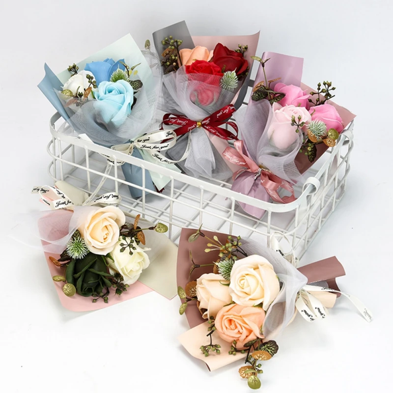 

Artificial Flower Bouquet Soap Rose Holding Flowers Bridal Bridesmaid Wedding Bouquet Flower Valentine's Day Gifts For Wedding