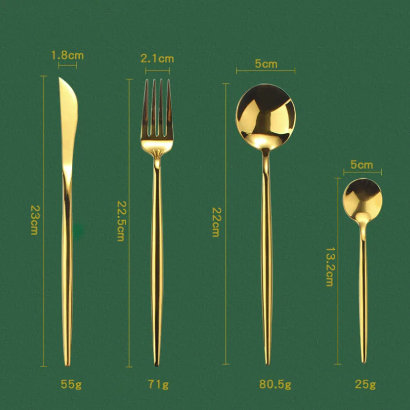 Португальские столовые приборы из нержавеющей стали 304 яркий Западный