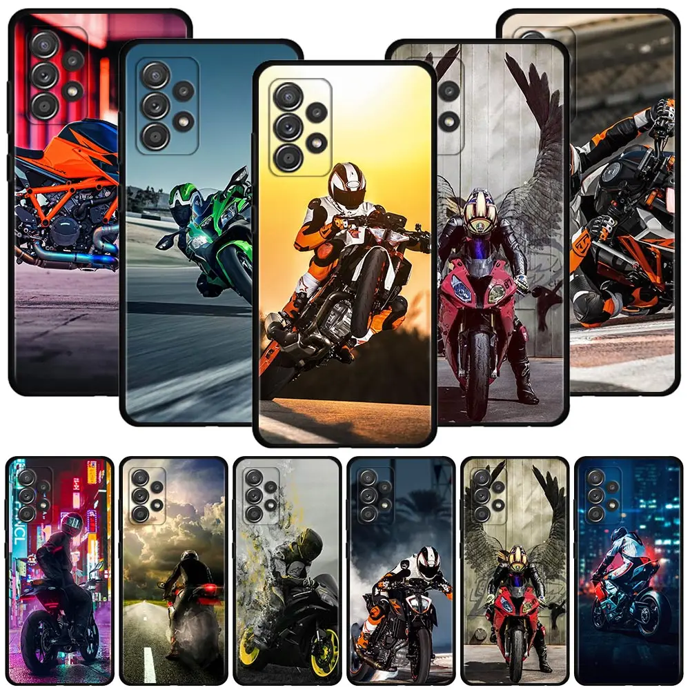 

Moto Cross Motorcycle Sports Cover For Samsung Galaxy A51 A71 A41 A31 A11 A01 A72 A52 A42 A32 A22 A21s A02s A12 A02 Shell Case