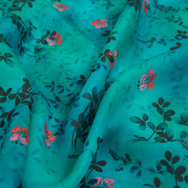 

Высококачественная натуральная чистая ткань рами, ткани с красным цветочным принтом, высококачественные дизайнерские строчки для платья