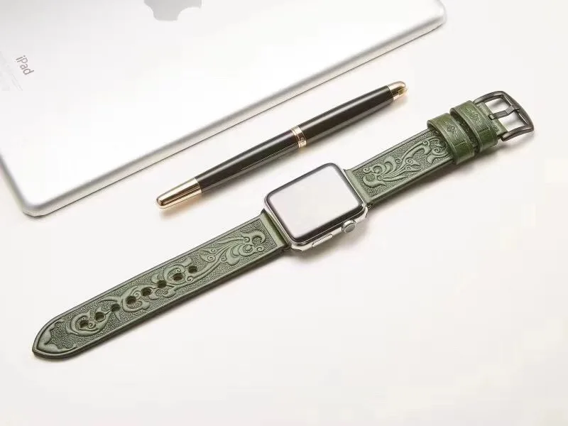 Настоящие древние роскошные кожаные часы ремешок для Apple Watch 5 4 3 2 1 Ремешок Браслет 38 мм 42 мм 40 мм 44 мм