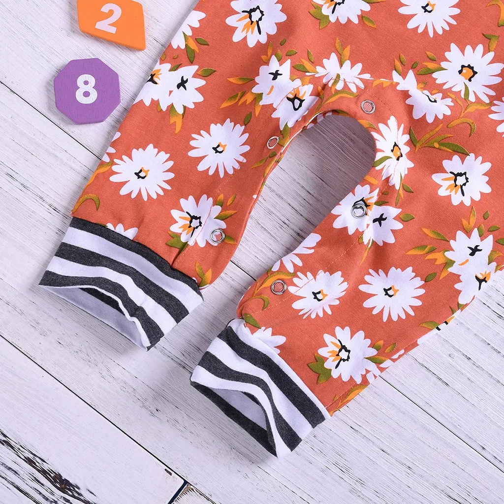 

Child Girl Overall Toddler Baby Boys Girls Jumpsuit Short Sleeve Sunflower Stripe Jumpsuit Clothes Sweet Print Bodysuits
