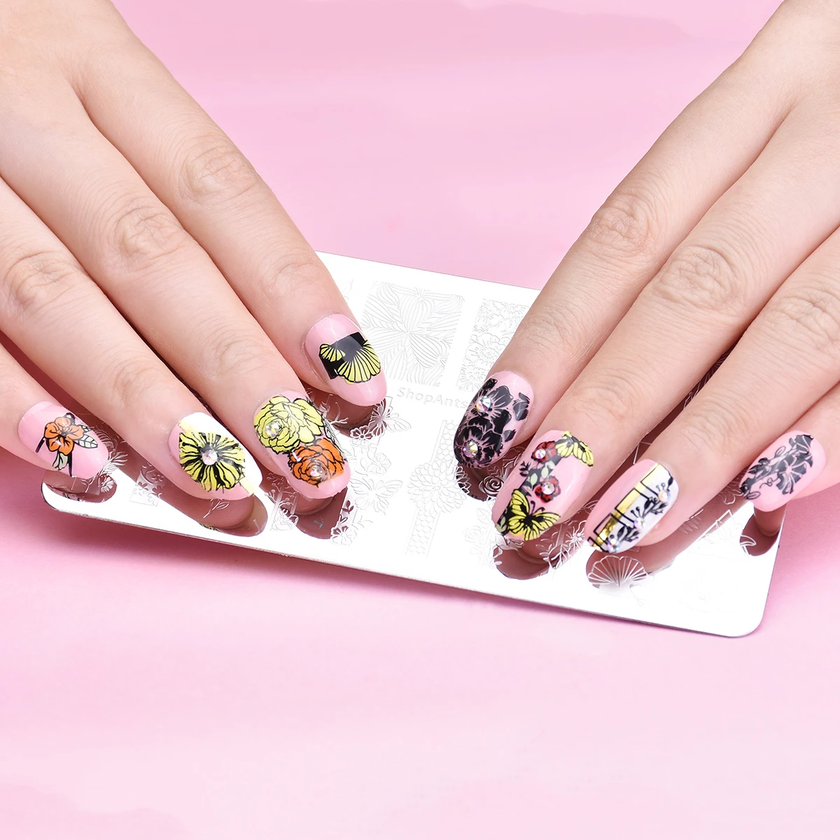 6x12 см геометрические пластины для штамповки ногтей прямоугольные Цветочные