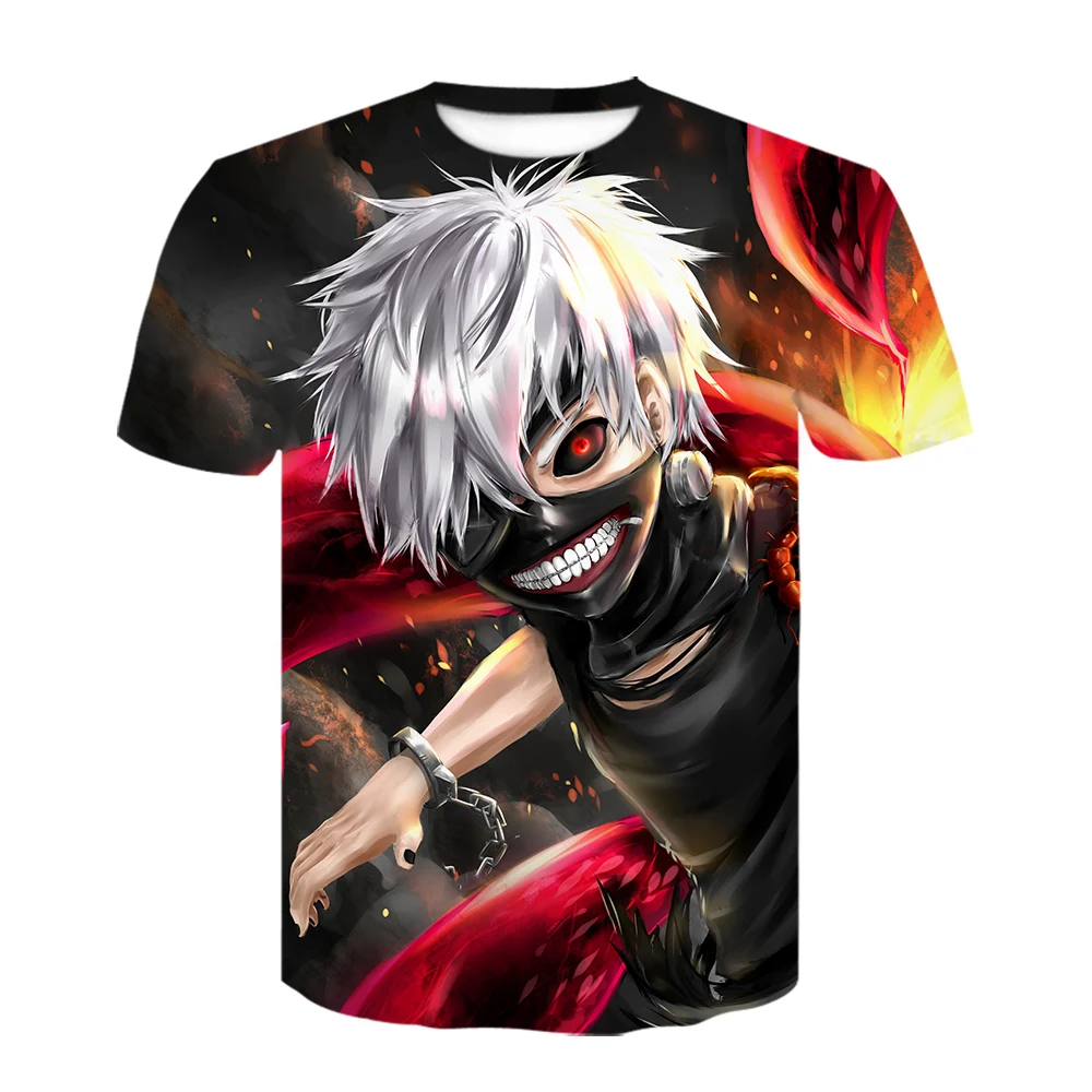 

Summer Fashion T Shirts Men's And Women's Streetwear 3D Anime Tokyo Ghoul Printed Short Sleeve Couple Hip Hop Round Neck T-shirt