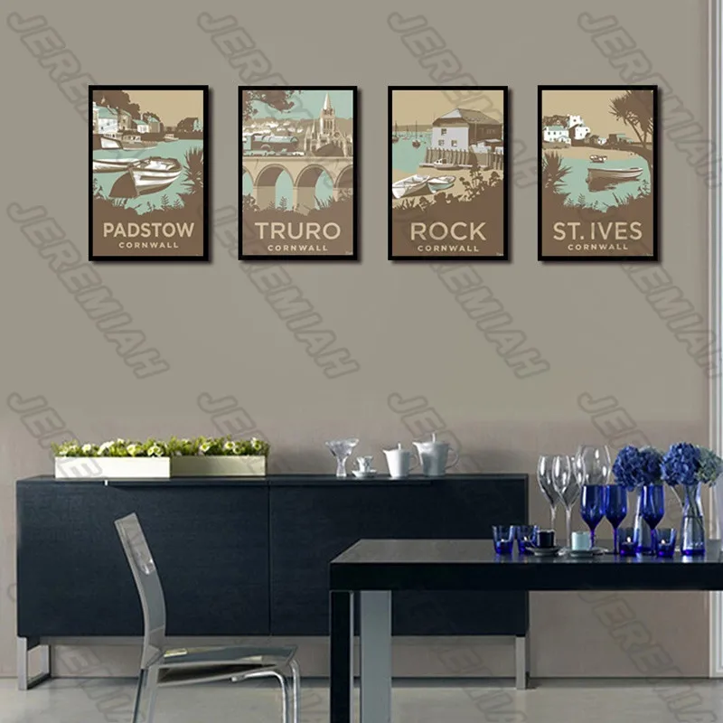 

Gray House Sea Poster Nordic Style Wall Art Canvas Print Painting Modern Living Room Decoration