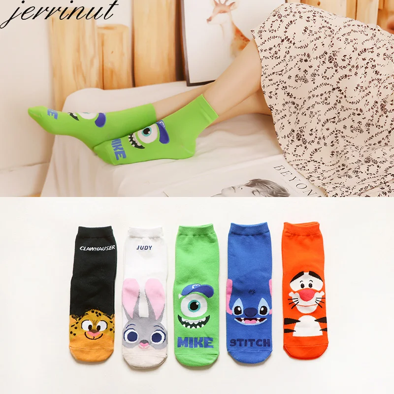 Jerrinut теплые зимние женские носки с принтом Crazy Fancy Kawaii художественные носки милые красные Мультяшные животные модные хлопковые забавные носки 1 пара