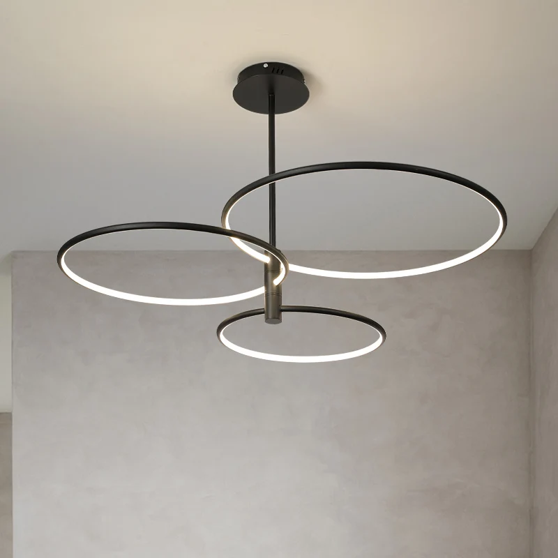 

Минималистичная черно-белая Светодиодный ная люстра, Современная круглая лампа для столовой, гостиной, коридора, подвесные фиксаторы для спальни, лобби