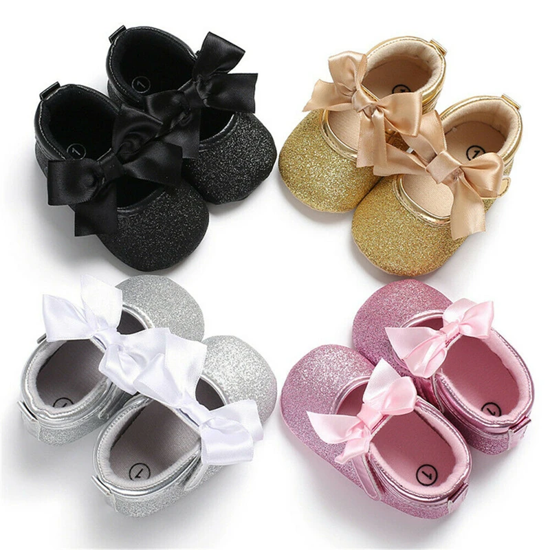 

First Walkers Baby Shoes PU Bow Cute Fashion Sneakers Newborn Baby Crib Shoes Boys Girls Infant Toddler Soft Sole