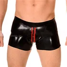 Нижнее белье из натурального латекса, мужские короткие брюки ручной работы на молнии, черный с красным костюмом для косплея