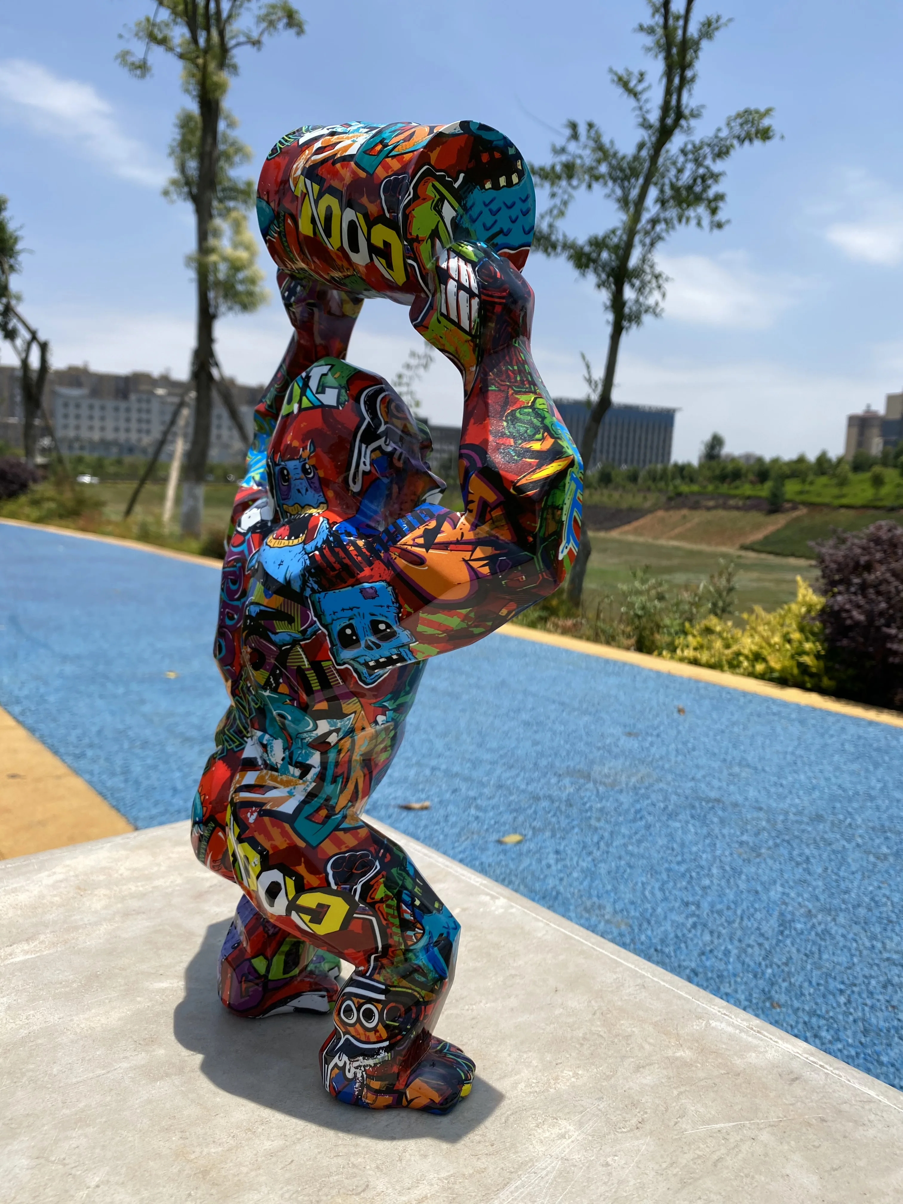 Estatua de escultura de King Kong Gorilla Monkey, arte de Graffiti grande, 40CM, reci&eacute;n llegado-3