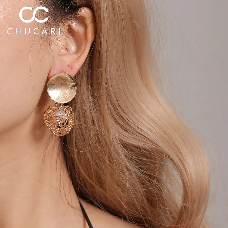 Новые модные крупные серьги CHUCARI 2018 геометрические в виде шара для женщин