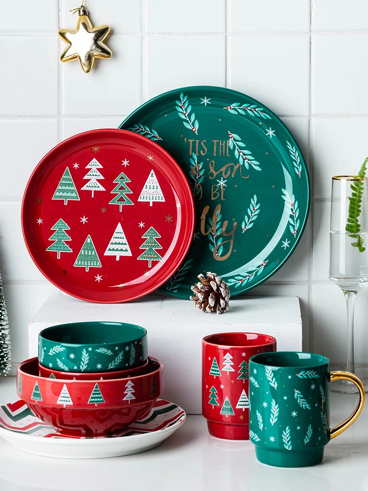 Рождественская серия миски для риса посуда в западном стиле тарелка стейка семьи
